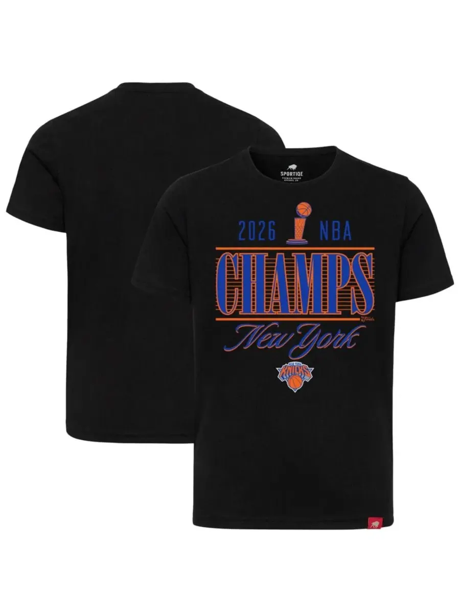 Футболка с принтом Trophy Skyline, New York Knicks 2026 NBA Finals Champions Sportiqe