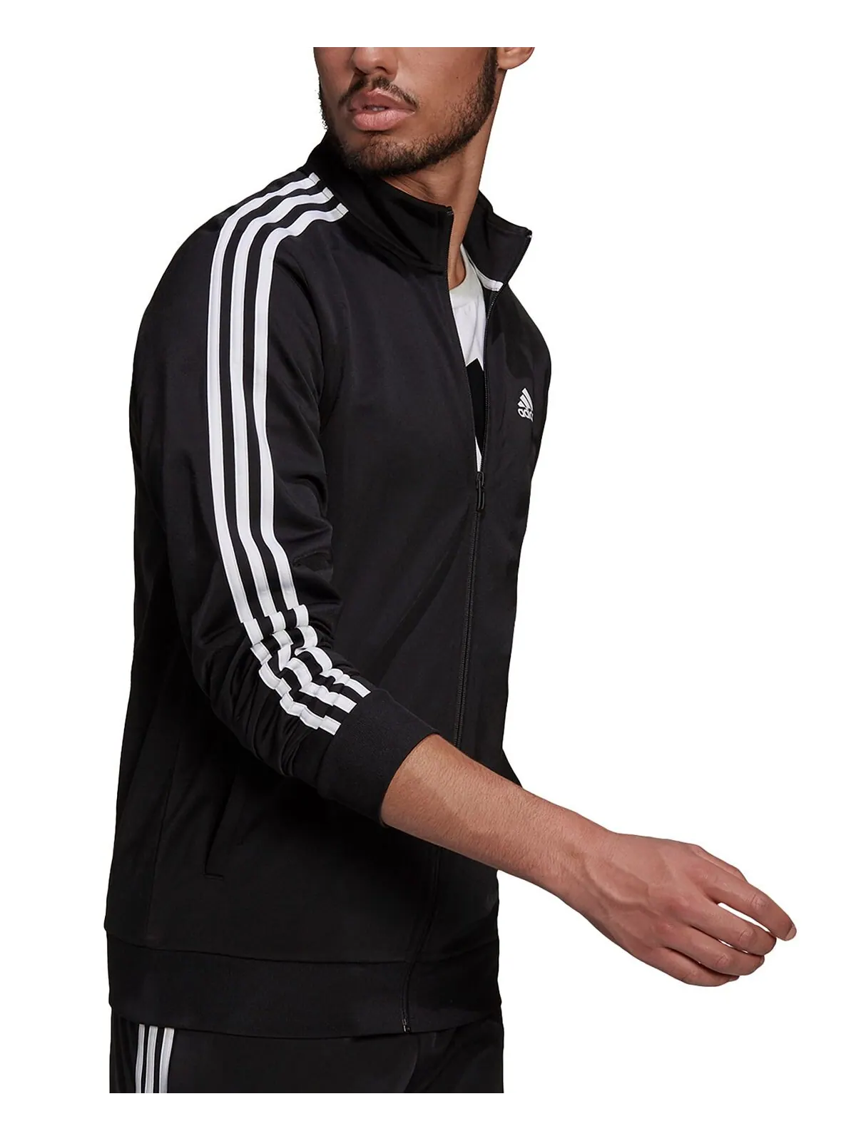 Мужская спортивная куртка из трикотажа adidas — изображение 3 из 4, черный/белый