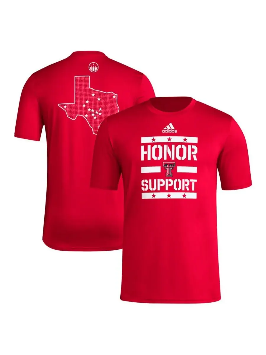 Adidas Мужская красная футболка Texas Tech Red Raiders Honor Support