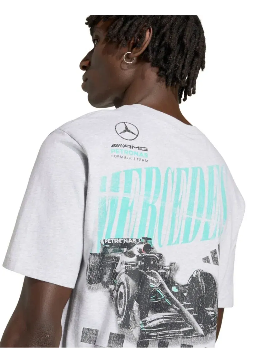 Футболка с принтом Angled Graphic Mercedes-AMG Petronas F1 Team adidas — изображение 3 из 4, серый