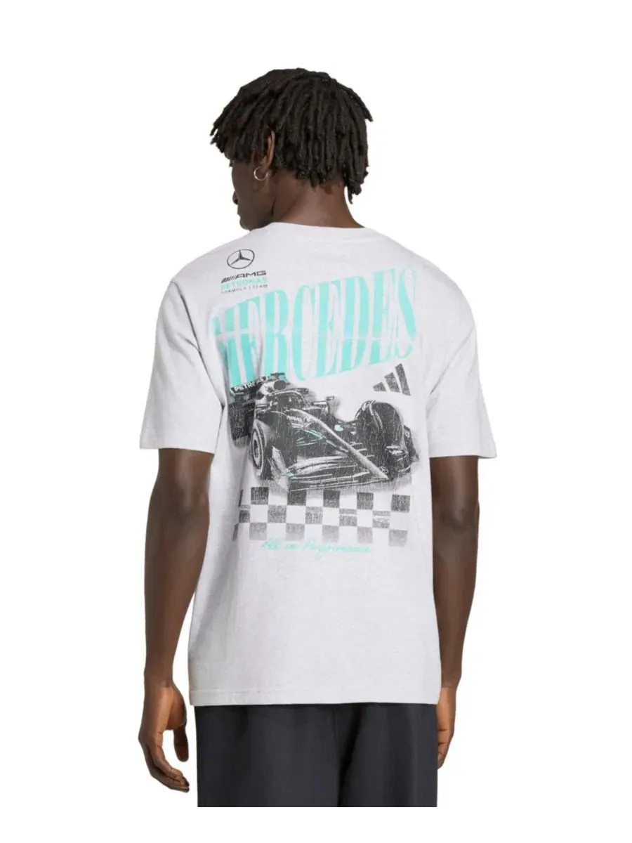 Футболка с принтом Angled Graphic Mercedes-AMG Petronas F1 Team adidas — изображение 4 из 4, серый