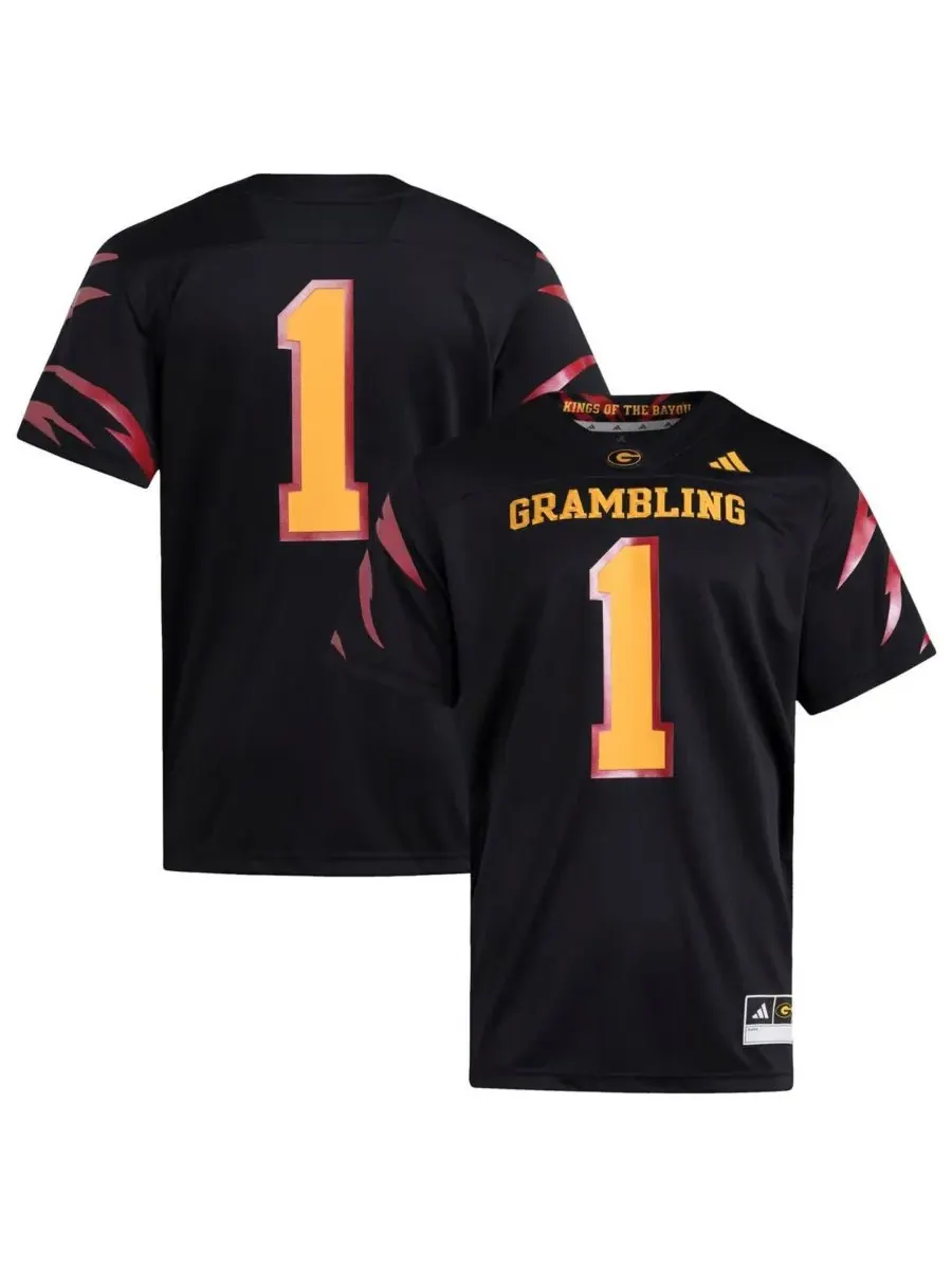 Adidas Мужская черная футболка Grambling Tigers Premier Strategy