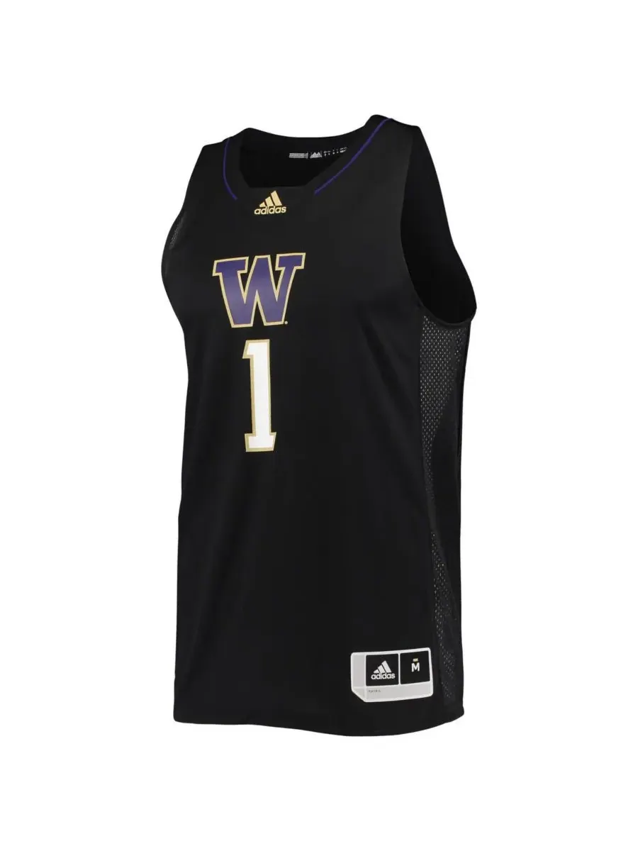 Мужская баскетбольная майка Washington Huskies Swingman 1 Adidas — изображение 2 из 5, черный