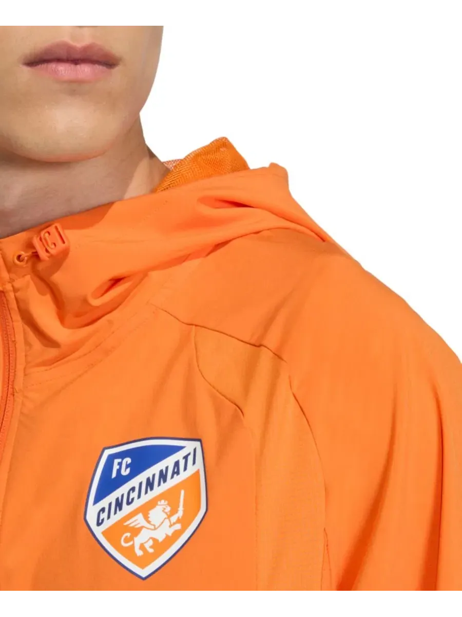 Ветровка с капюшоном FC Cincinnati Tiro Travel adidas — изображение 4 из 5, оранжевый