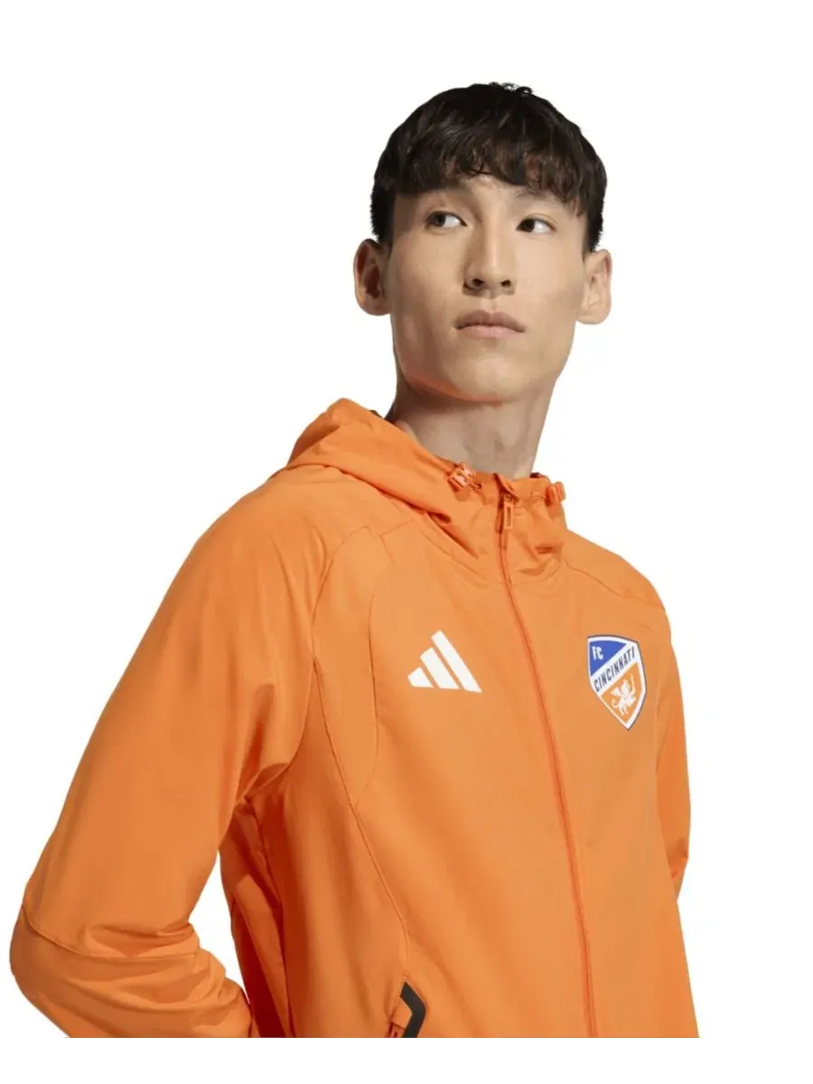 Ветровка с капюшоном FC Cincinnati Tiro Travel adidas — изображение 5 из 5, оранжевый