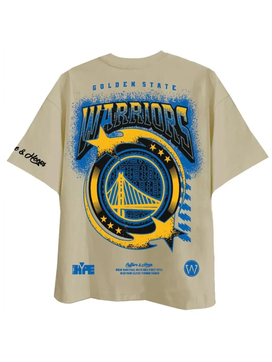 Футболка свободного кроя с принтом Golden State Warriors Drip Dime Elevated Two Hype — изображение 3 из 3, бежевый