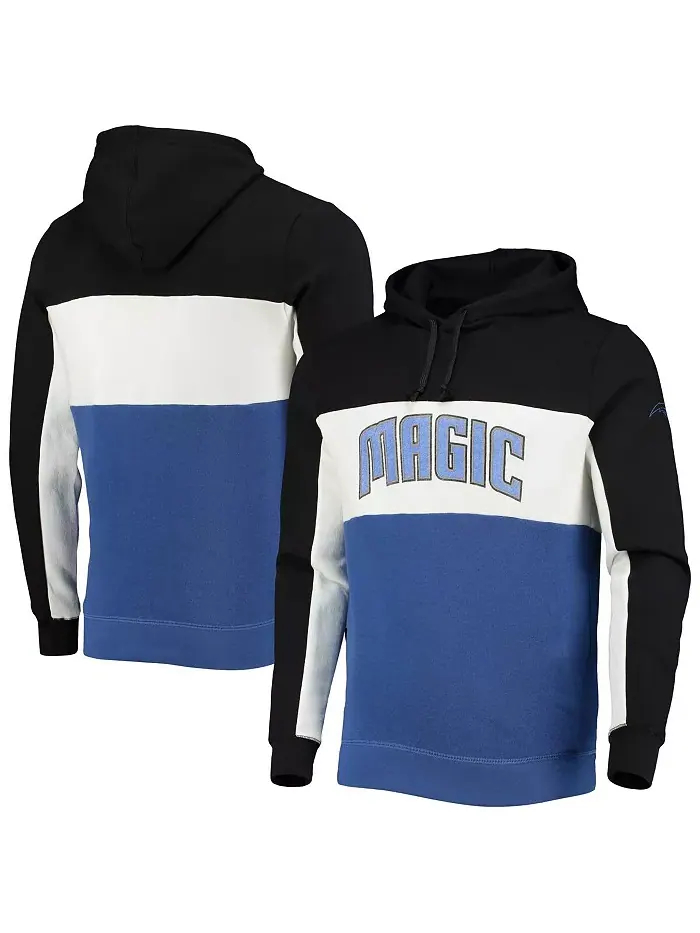 Мужская черно-белая толстовка с капюшоном Orlando Magic Wordmark Colorblock из флиса Junk Food