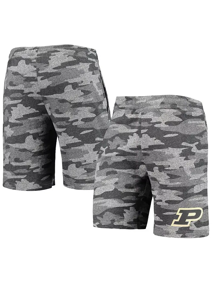 Мужские шорты для отдыха Purdue Boilermakers камуфляжные серые с ворсом Concepts Sport