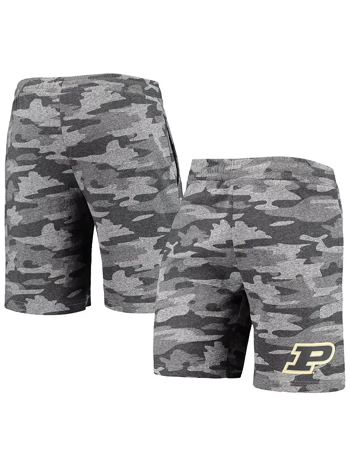 Мужские шорты для отдыха Purdue Boilermakers камуфляжные серые с ворсом Concepts Sport — изображение 2 из 4