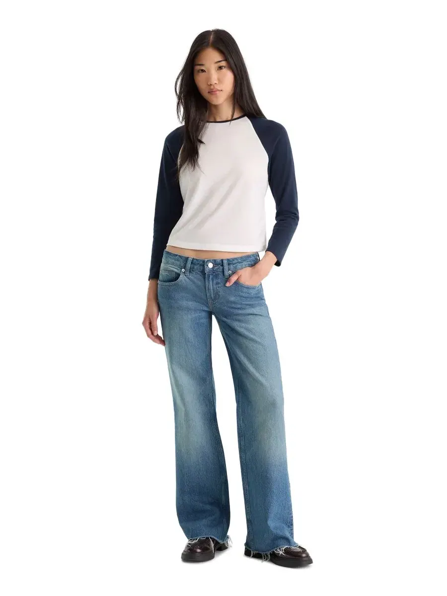 Джинсы свободного кроя с заниженной талией Vintage Low-Loose Slouchy Good American, Troubled Water — изображение 2 из 4