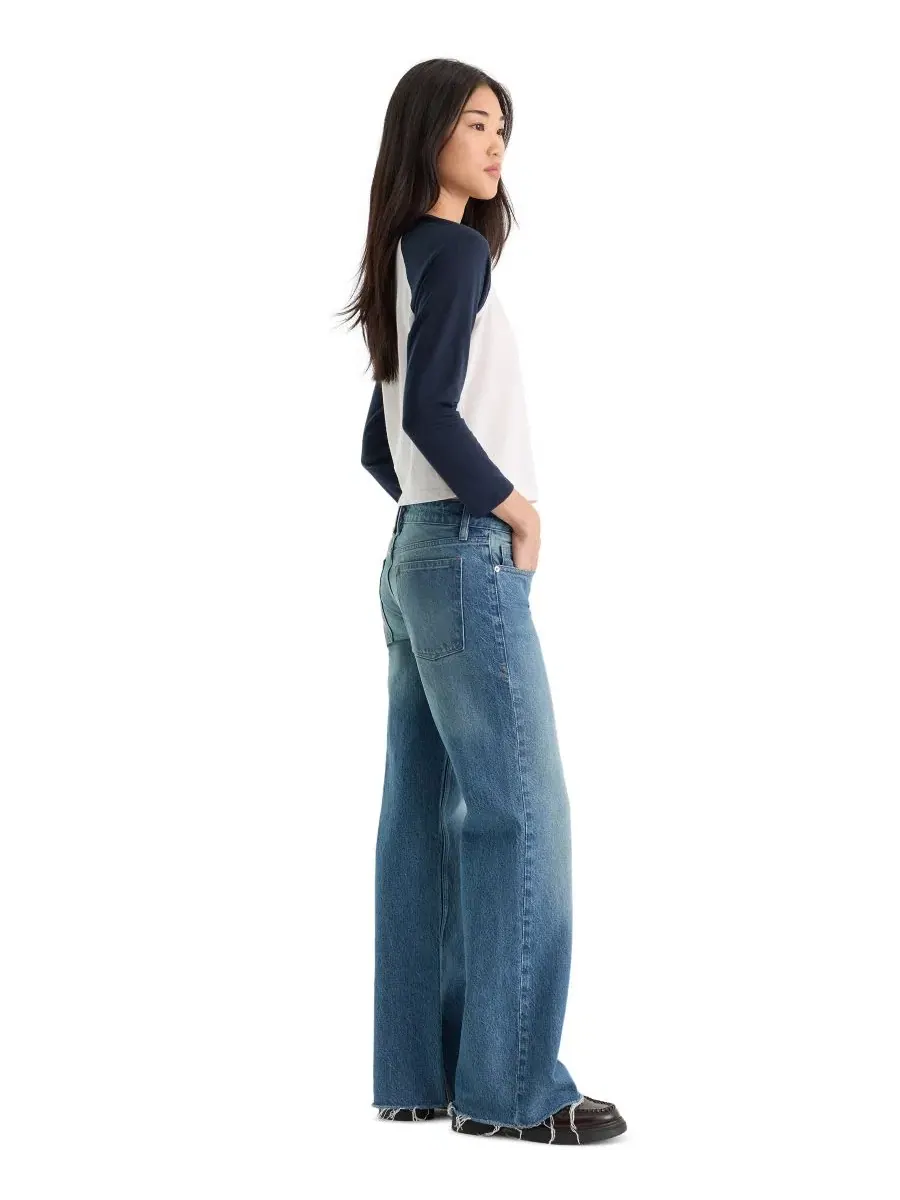 Джинсы свободного кроя с заниженной талией Vintage Low-Loose Slouchy Good American, Troubled Water — изображение 3 из 4