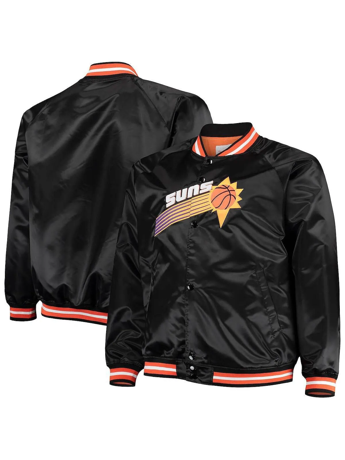 Мужская черная куртка phoenix suns big and tall hardwood classics raglan satin full-snap Mitchell &