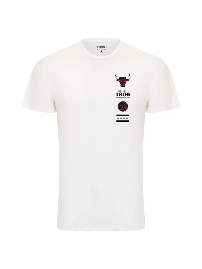 Белая мужская и женская футболка Chicago Bulls из коллекции 1966 года с городским флагом Bingham — изображение 2 из 3, белый
