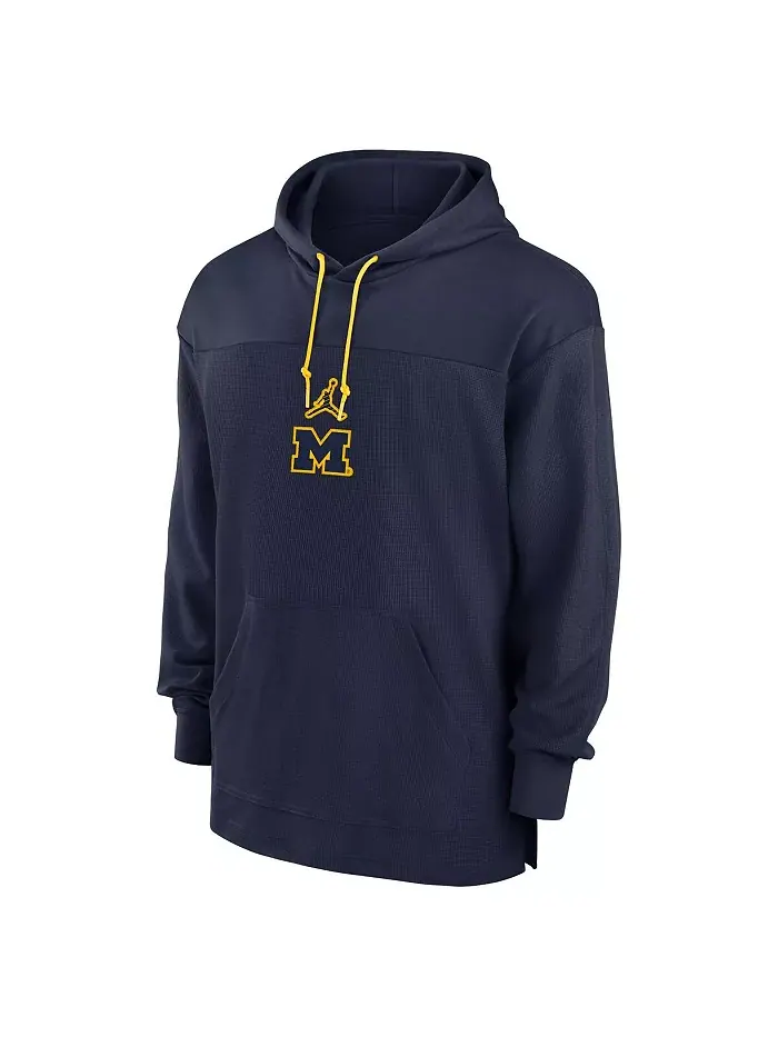 Мужская синяя толстовка Michigan Wolverines 2024/25 Sideline Jersey Performance Pullover Hoodie — изображение 3 из 3