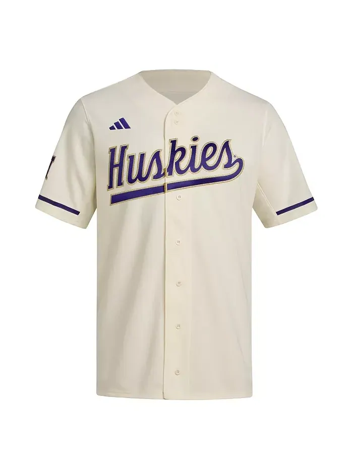 Мужская бейсбольная реплика джерси Washington Huskies кремового цвета adidas — изображение 3 из 3