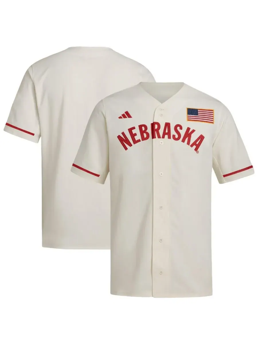 Adidas Мужская кремовая бейсбольная майка-реплика команды Nebraska Huskers