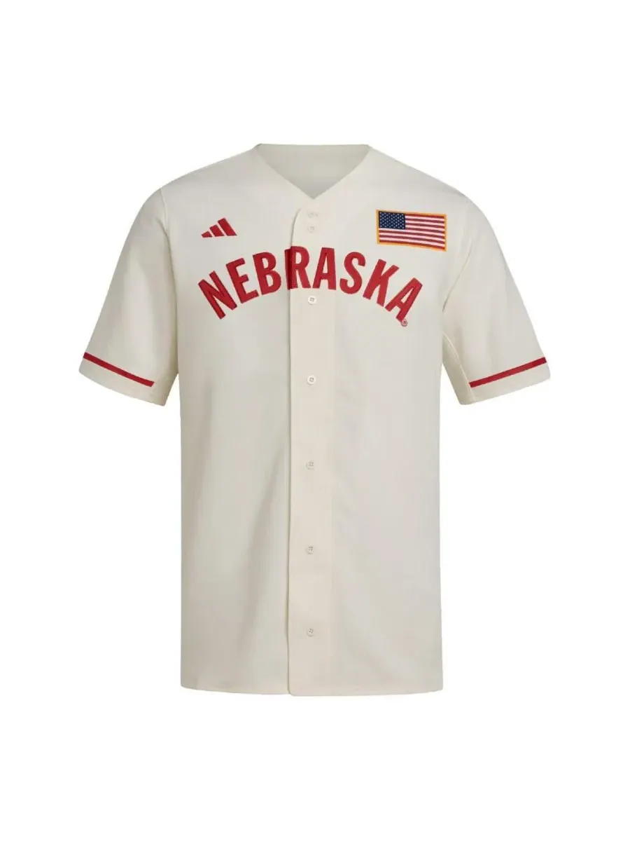 Adidas Мужская кремовая бейсбольная майка-реплика команды Nebraska Huskers — изображение 2 из 3, бежевый