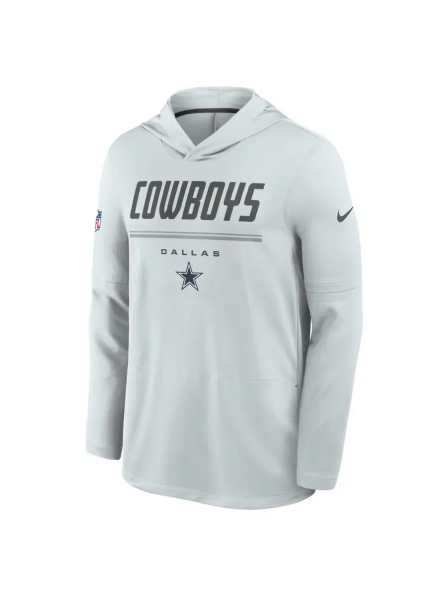 Лонгслив с капюшоном и съемными рукавами Dallas Cowboys Sideline Nike — изображение 3 из 3, серый