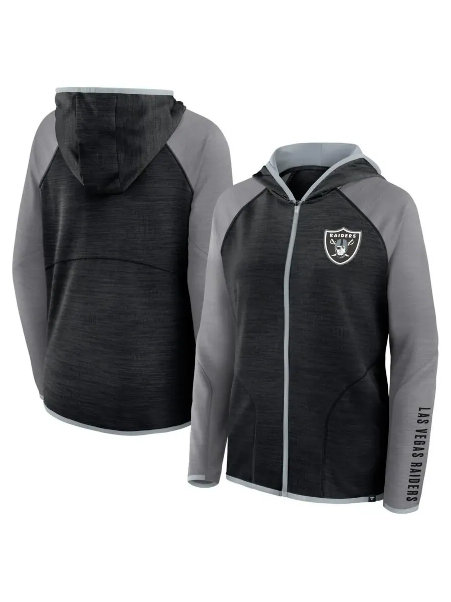 Fanatics Женская черная толстовка на молнии Las Vegas Raiders больших размеров End Around Pass