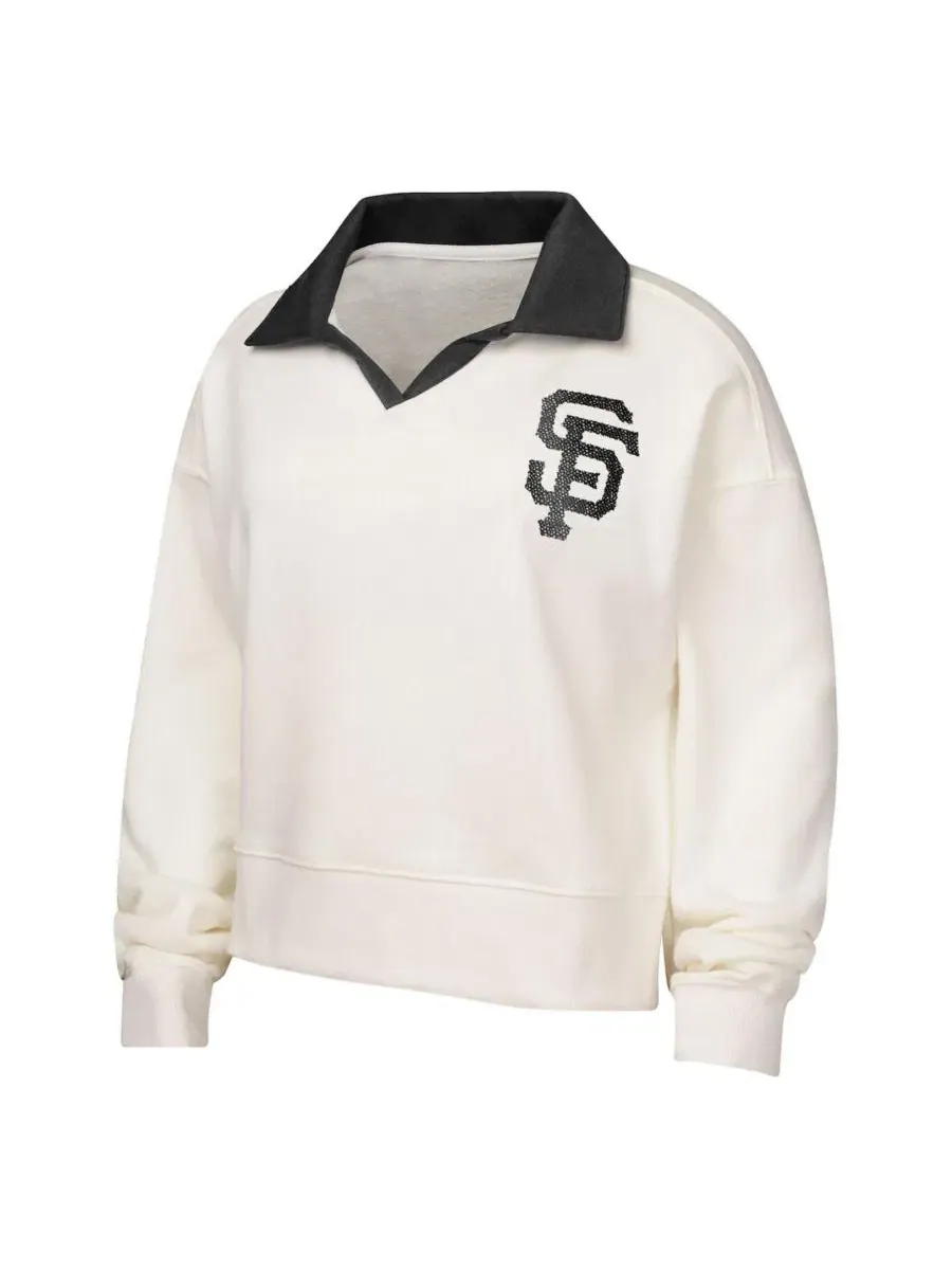 Детский свитшот Ballpark Hit Collared V-Neck Pullover Outerstuff — изображение 2 из 3, белый