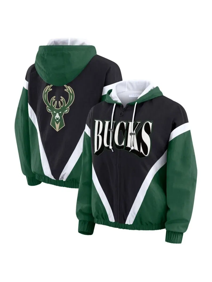 Ветровка-худи с капюшоном Color Block, длинный рукав, Milwaukee Bucks WEAR by Erin Andrews
