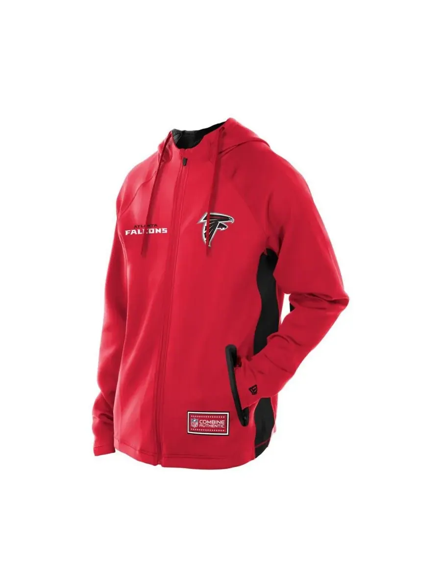 New Era Мужская красная толстовка на молнии с рукавами реглан и принтом "Atlanta Falcons Combine" — изображение 5 из 5