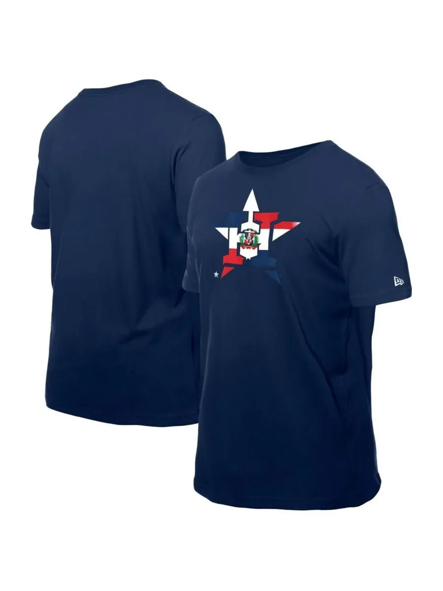 New Era Мужская темно-синяя футболка с логотипом команды Houston Astros и флагом Доминиканской
