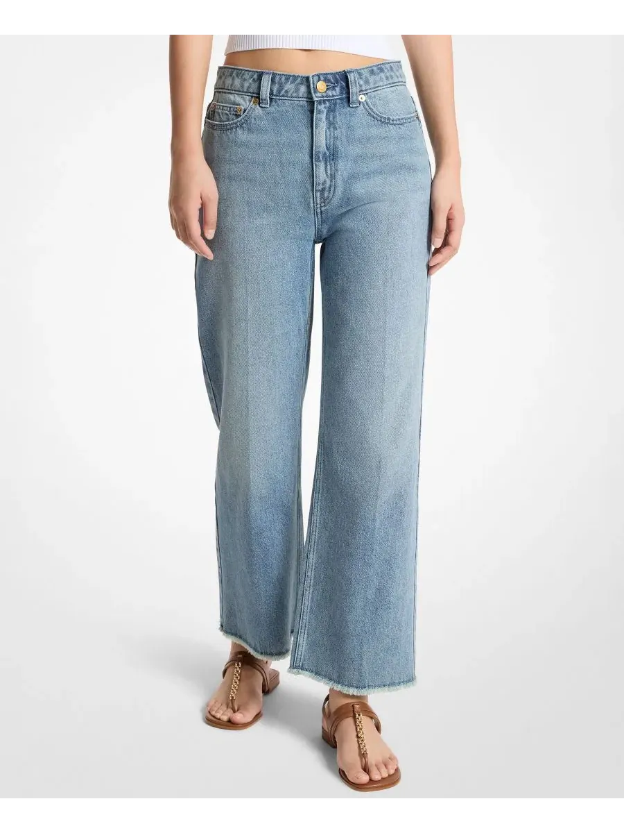 Джинсы-клеш с высокой посадкой, модель Cropped Kick Michael Kors, Horizonwash