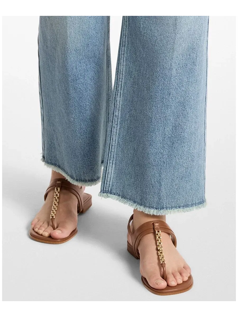 Джинсы-клеш с высокой посадкой, модель Cropped Kick Michael Kors, Horizonwash — изображение 2 из 3