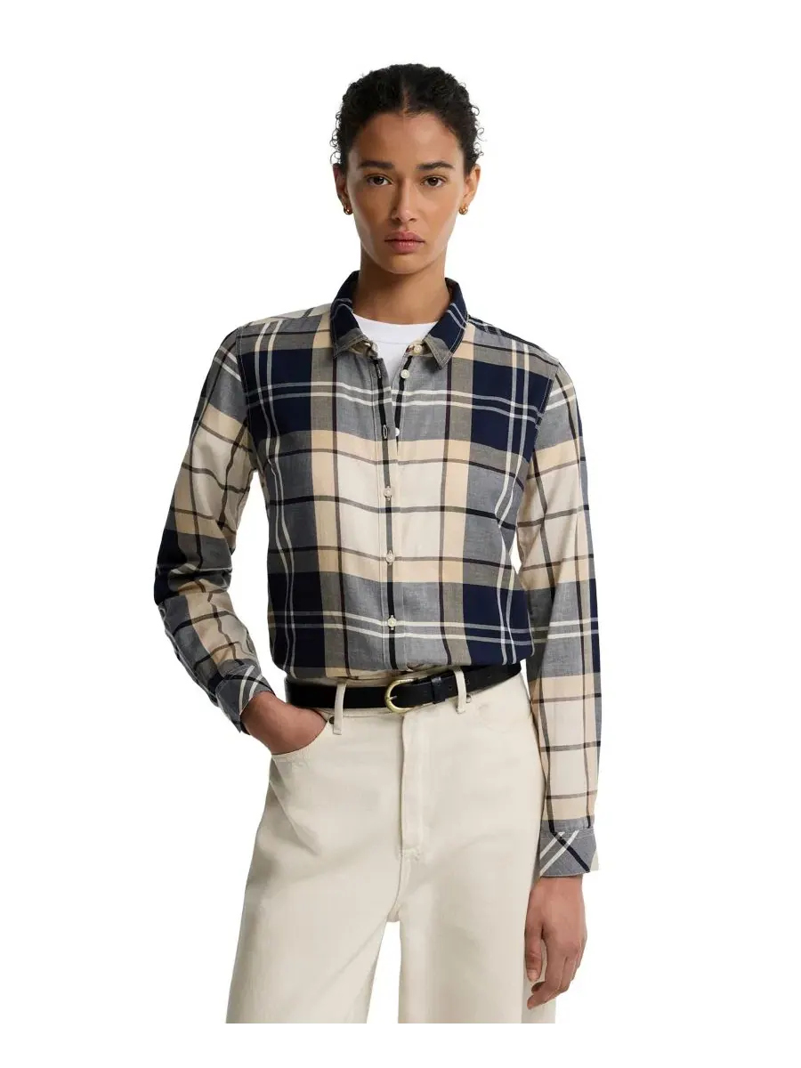 Женская рубашка с длинным рукавом, с принтом Barbour, Light Birchwood Tartan — изображение 3 из 5