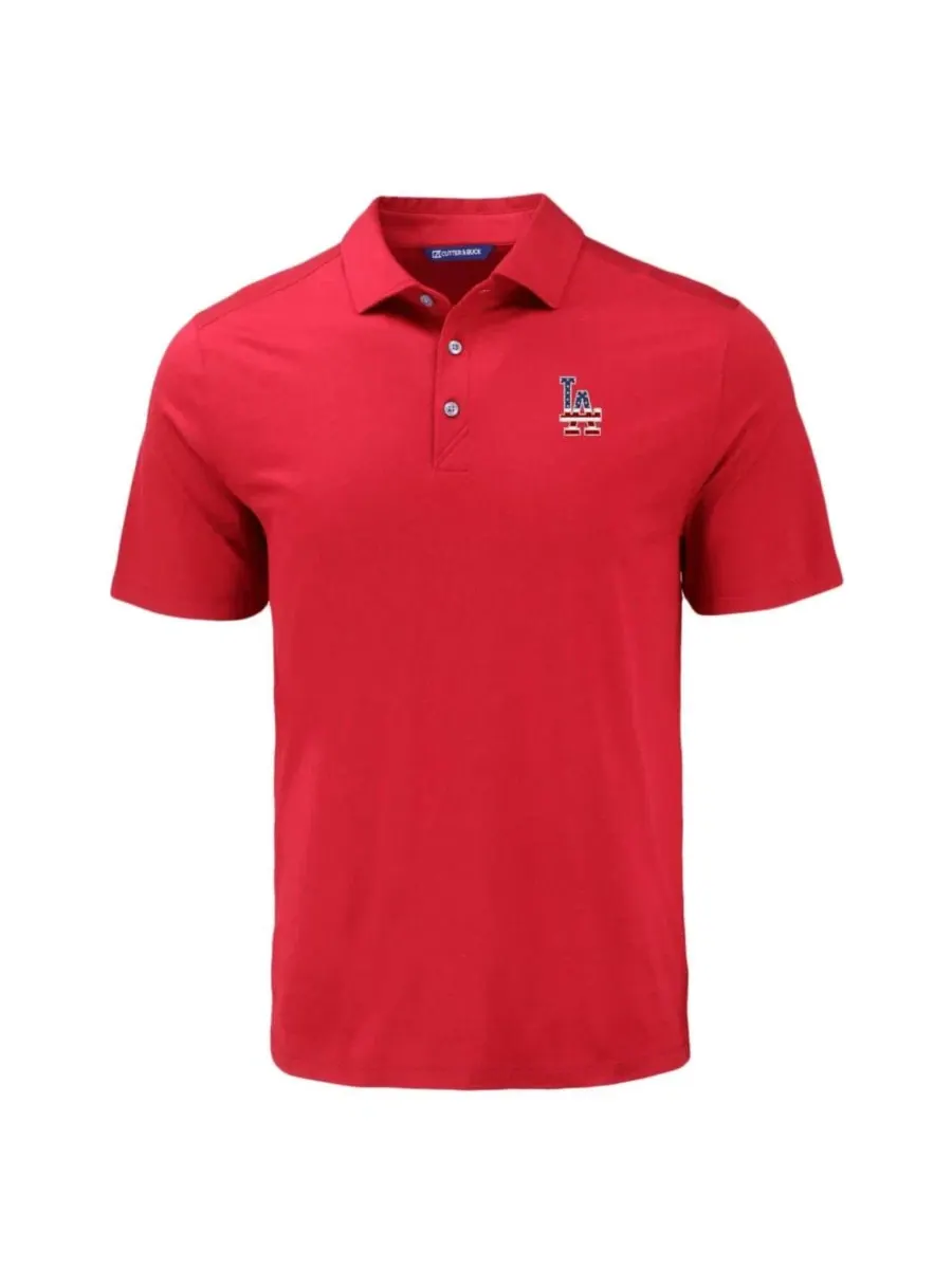 Мужское поло с вышивкой Los Angeles Dodgers Coastline Epic Comfort Eco Polo Cutter & Buck — изображение 2 из 3, красный