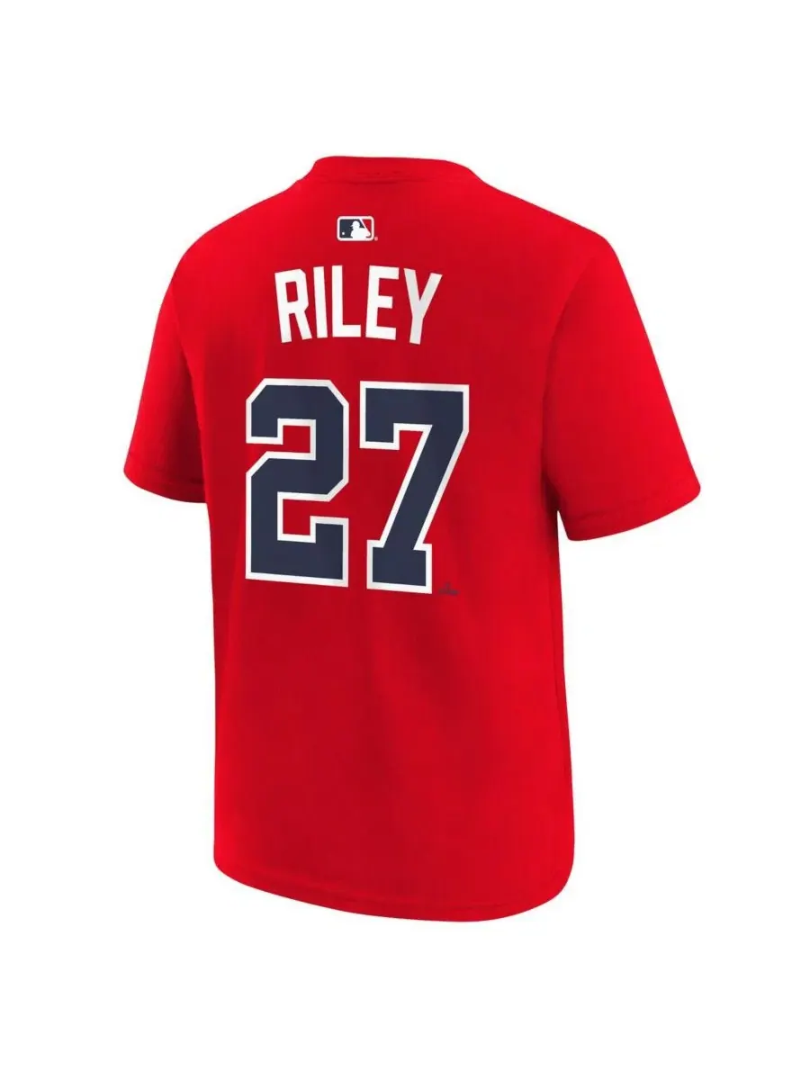 Футболка с именем и номером игрока Austin Riley Red Atlanta Braves Nike — изображение 2 из 3, красный
