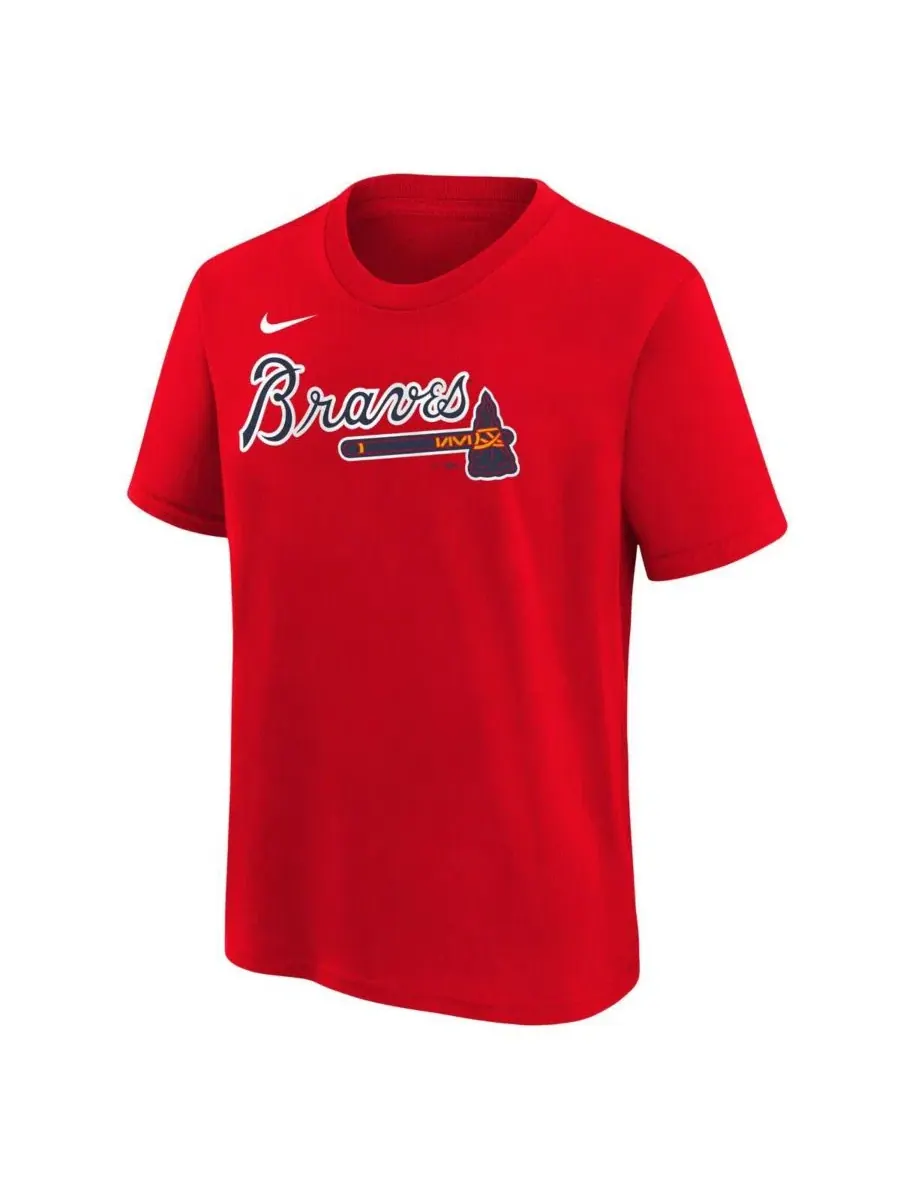 Футболка с именем и номером игрока Austin Riley Red Atlanta Braves Nike — изображение 3 из 3, красный