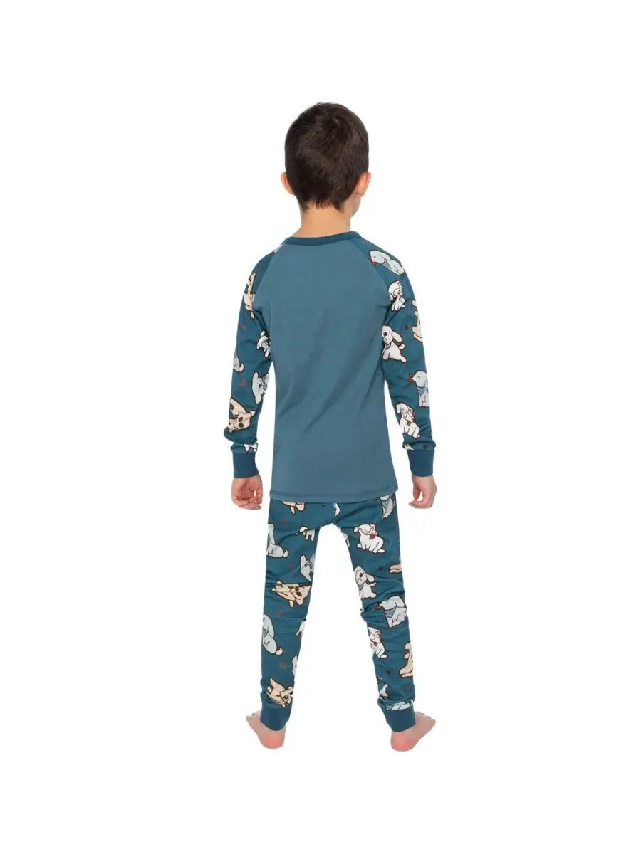 Детская пижама из хлопка с принтом собак Deux par Deux, Turquoise Printed Dogs — изображение 4 из 7