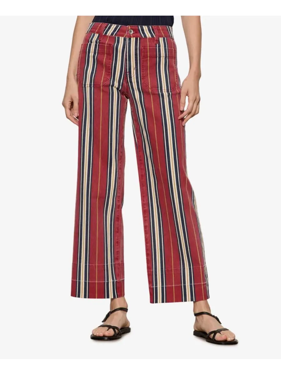 Джинсы широкие с высокой посадкой Sanctuary, Very Berry Stripe
