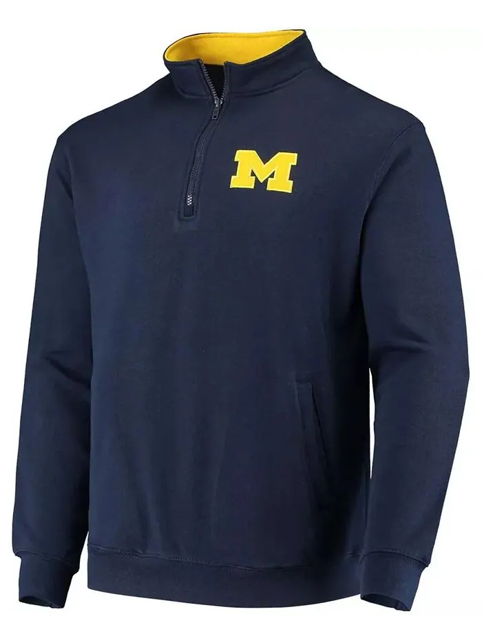 Мужская темно-синяя толстовка с молнией на четверть и логотипом Michigan Wolverines Tortugas — изображение 2 из 4