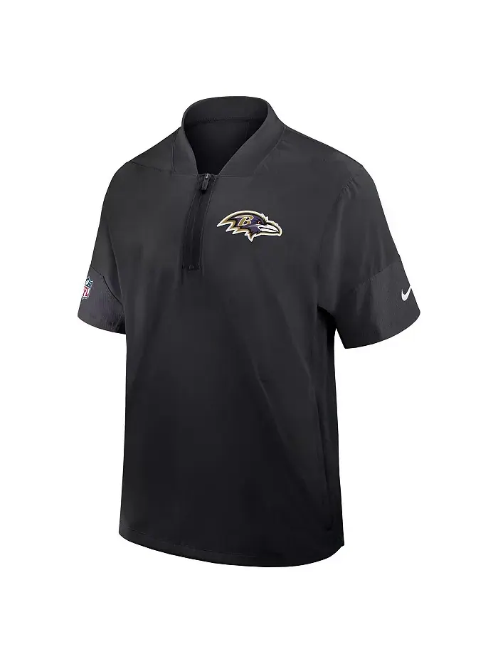 Мужская черная тренерская куртка Baltimore Ravens с коротким рукавом и четверть-молнией для игры на — изображение 2 из 3