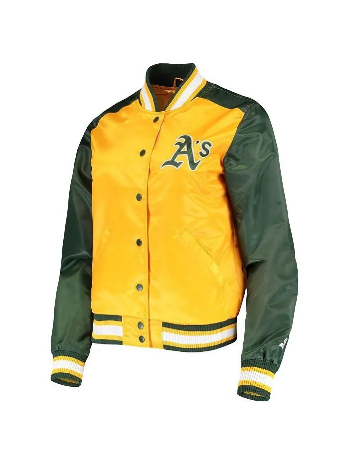 Женская золотая куртка на кнопках Oakland Athletics The Legend Starter — изображение 2 из 4, золото
