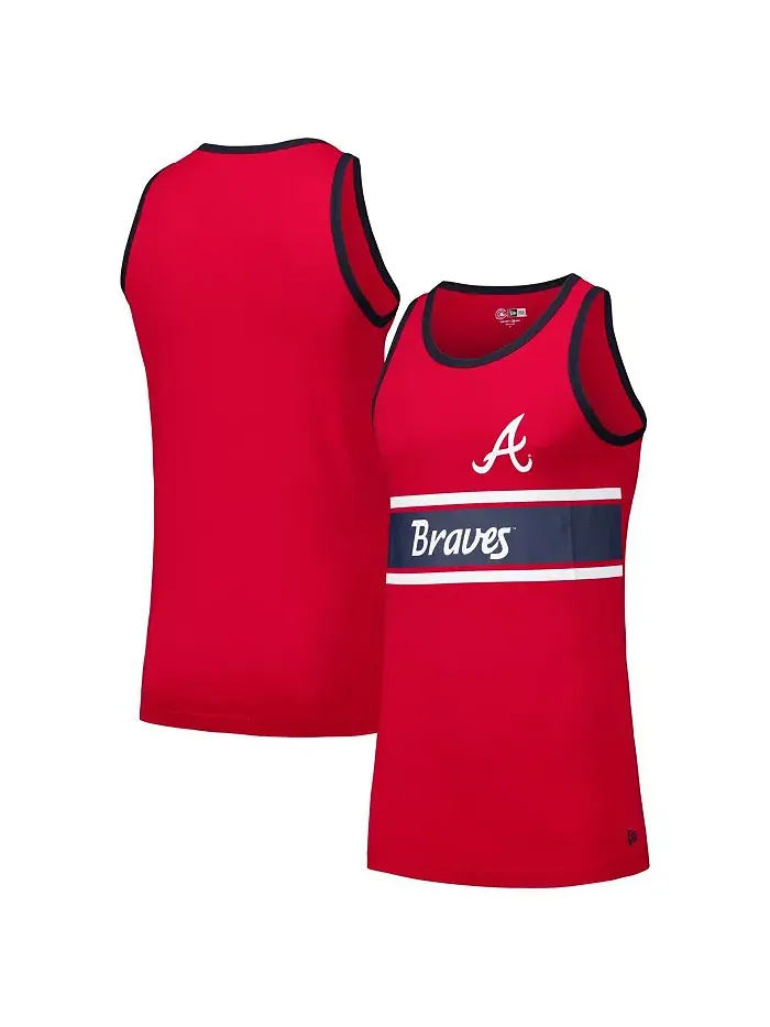 Мужская красная майка-танк топ Atlanta Braves Ringer New Era