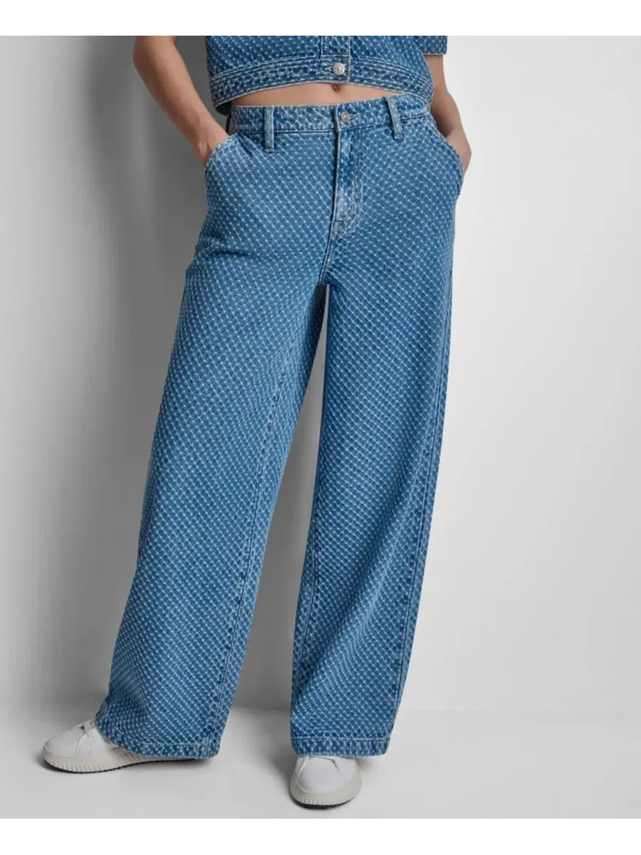 Джинсы с завышенной талией и широкими штанинами из букле DKNY Jeans, Midwood