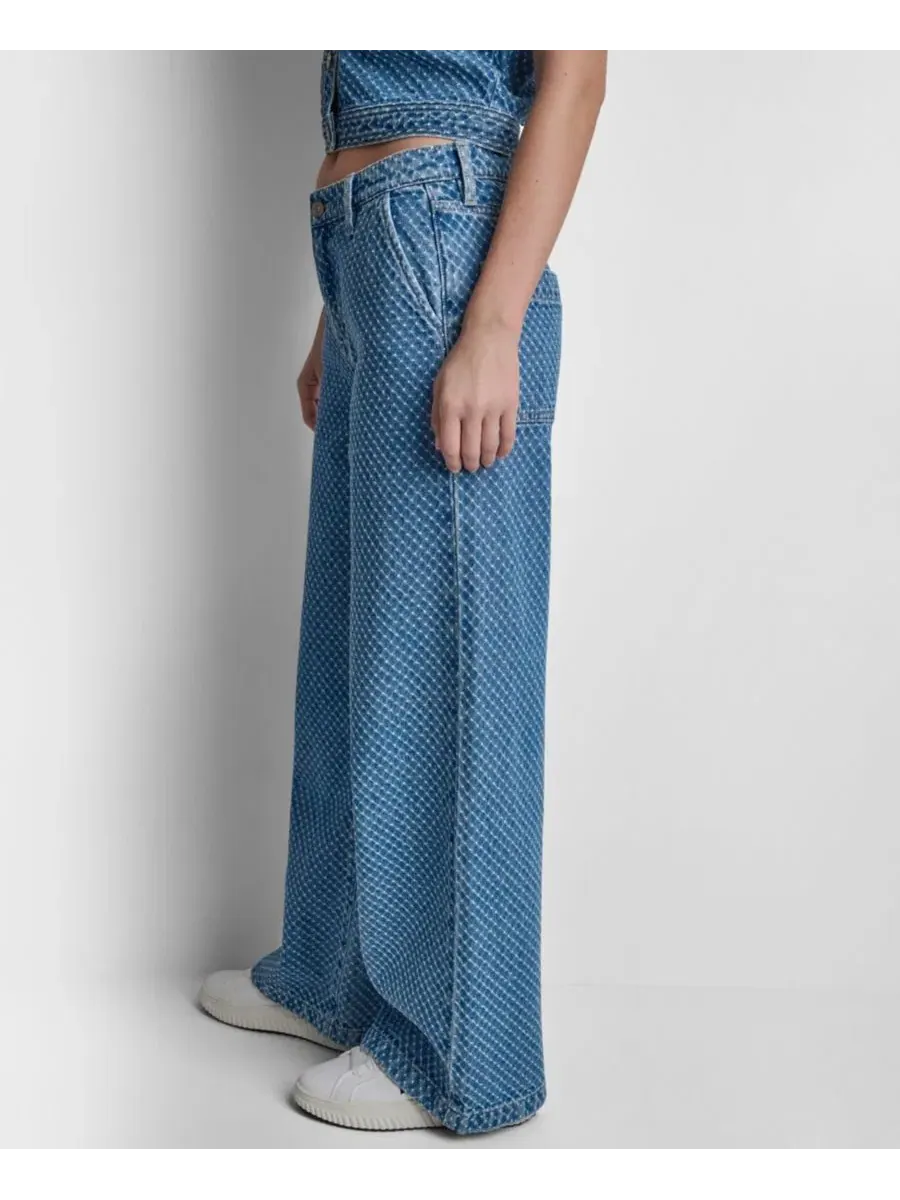 Джинсы с завышенной талией и широкими штанинами из букле DKNY Jeans, Midwood — изображение 6 из 10