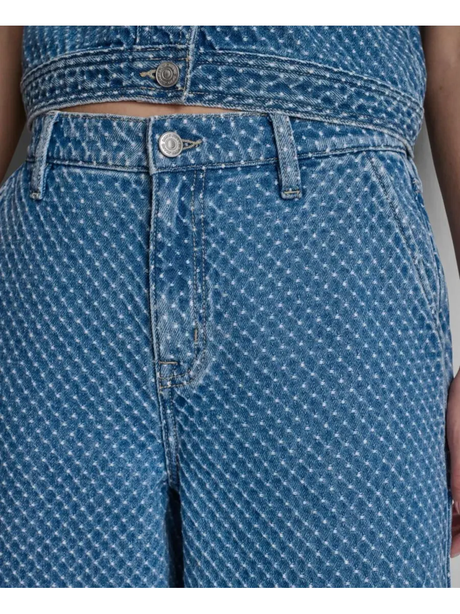 Джинсы с завышенной талией и широкими штанинами из букле DKNY Jeans, Midwood — изображение 7 из 10
