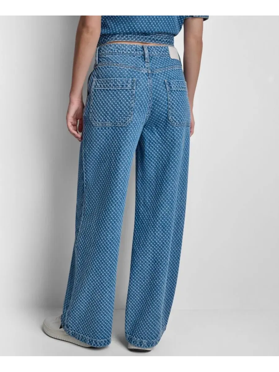 Джинсы с завышенной талией и широкими штанинами из букле DKNY Jeans, Midwood — изображение 8 из 10