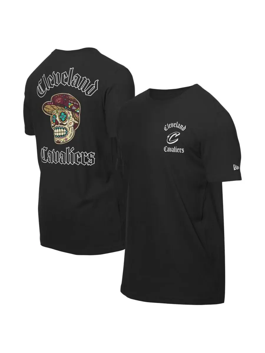 New Era Мужская черная футболка Cleveland Cavaliers с изображением сахарных черепов