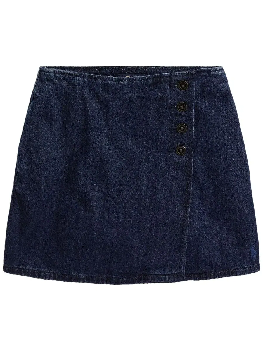 Юбка-трапеция из денима с запахом, модель Denim Wrap Skirt Polo Ralph Lauren, Adrie Wash — 5