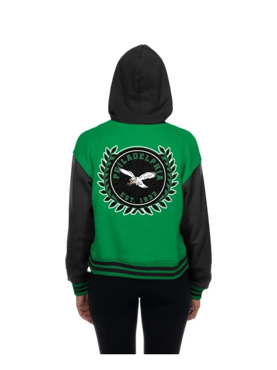 Женская куртка с капюшоном на пуговицах Philadelphia Eagles New Era — изображение 5 из 5, зеленый черный