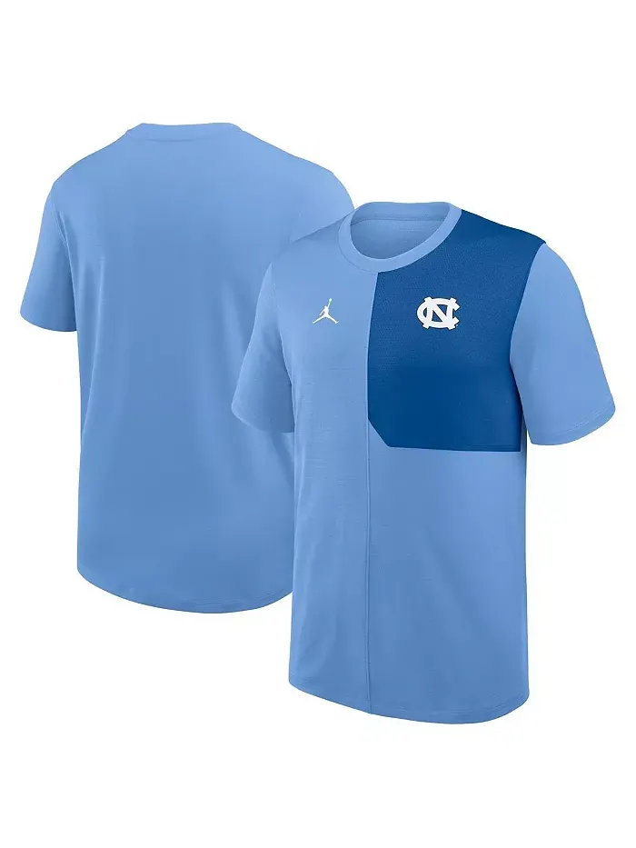 Мужская футболка Carolina Blue North Carolina Tar Heels 2025 Sideline UV Performance Coach Jordan