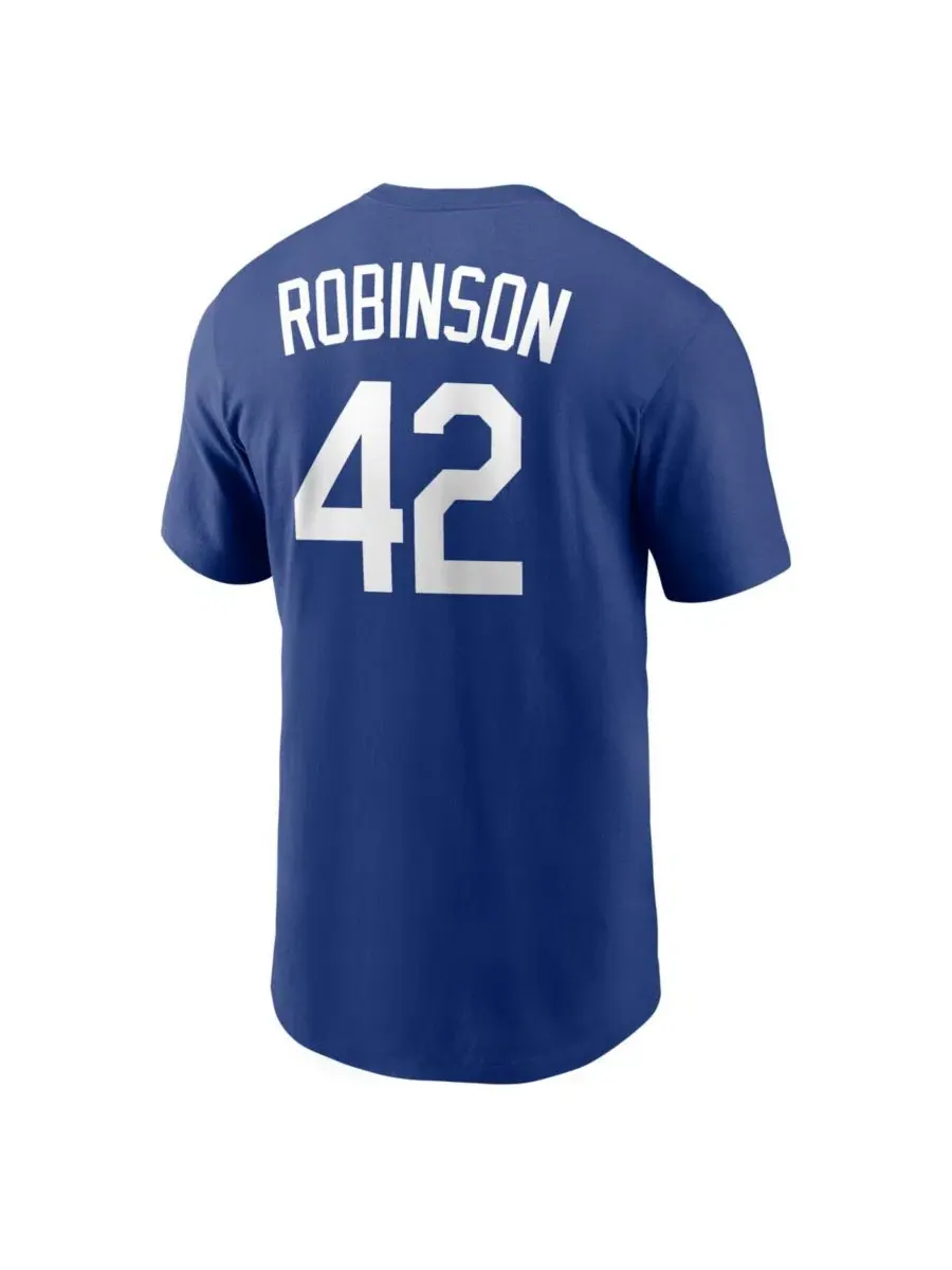 Футболка с принтом Jackie Robinson Brooklyn Dodgers Cooperstown Collection Nike — изображение 2 из 3, королевский