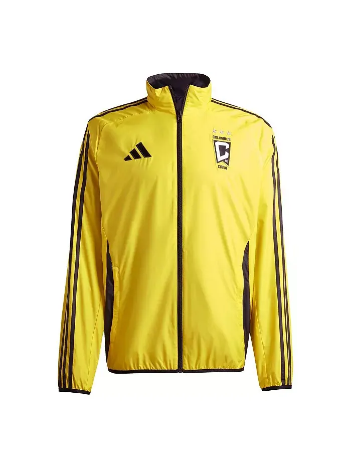 Мужская реверсивная куртка на молнии Columbus Crew 2025 Anthem в золотисто-черном цвете adidas
