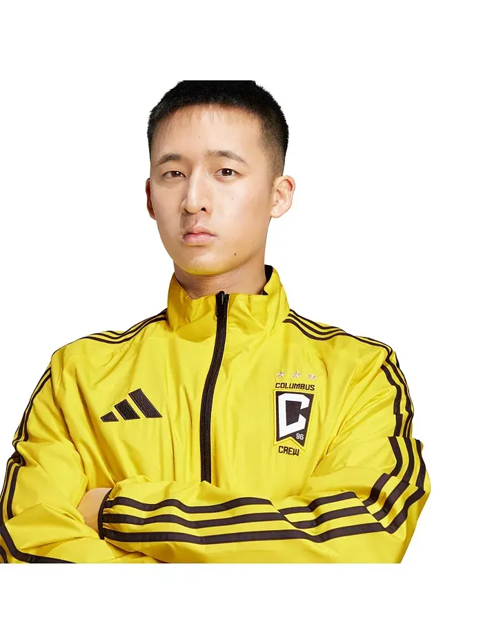 Мужская реверсивная куртка на молнии Columbus Crew 2025 Anthem в золотисто-черном цвете adidas — изображение 4 из 4